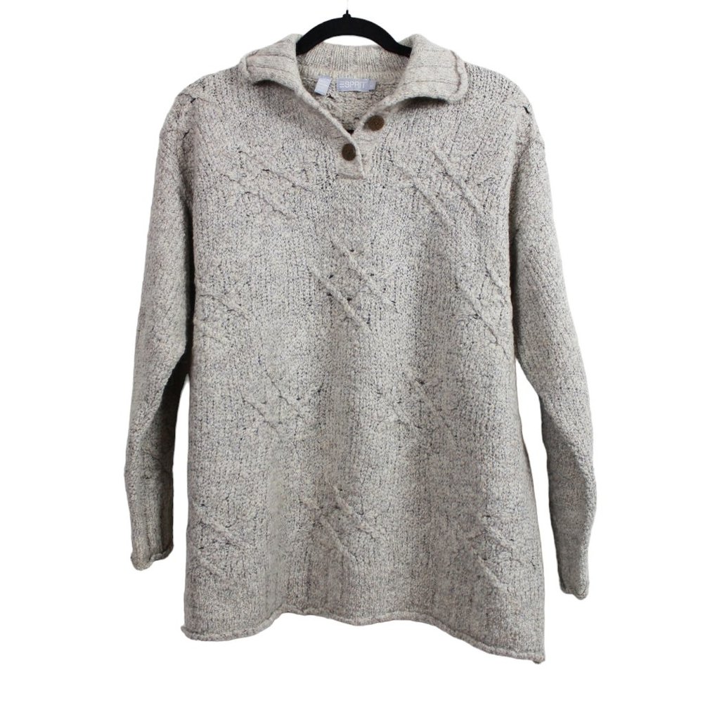 Esprit Oatmeal Textured Collar Sweater